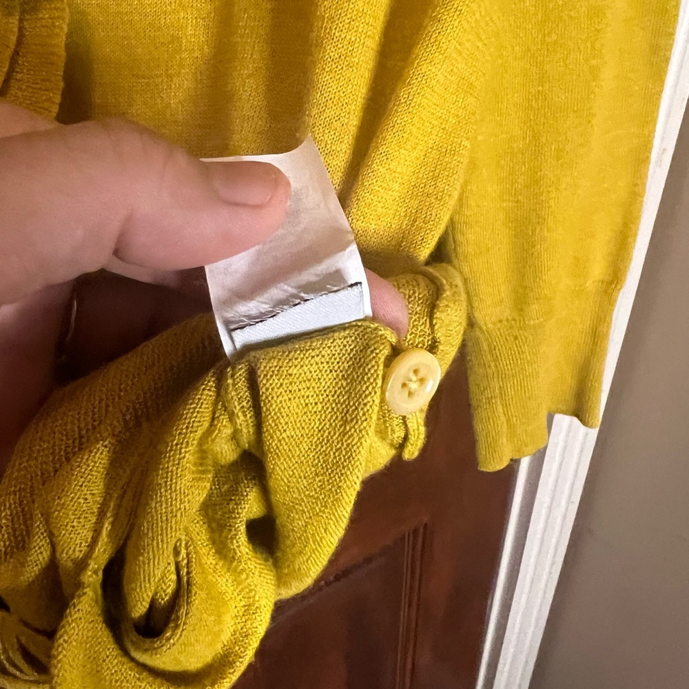 J. Crew Women's Mustard Ruffle Cardigan - Picture 7 of 12